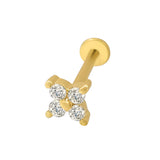 CLOVER FLAT BACK STUD | 14K