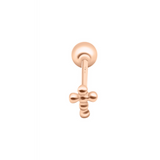 SINGLE CROSS BALL BACK STUD | Rose Gold