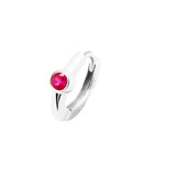 SINGLE RUBY SAPPHIRE HUGGIE HOOP | 14K