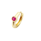SINGLE RUBY SAPPHIRE HUGGIE HOOP | 14K
