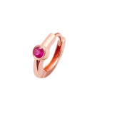 SINGLE RUBY SAPPHIRE HUGGIE HOOP | 14K