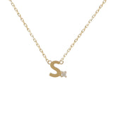Mini Diamond Letter Necklace | 9K