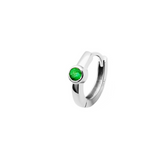SINGLE EMERALD SAPPHIRE HUGGIE HOOP | 14K