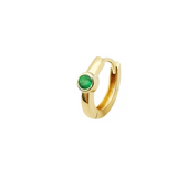 SINGLE EMERALD SAPPHIRE HUGGIE HOOP | 14K