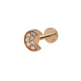 Moon Flat Back Stud | 14K