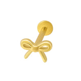 Mini Bow Flat Back Stud | 14K